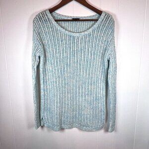 Talbots Women's Sweater Size X Small Open Weave Blue Aqua Green 100% Cotton